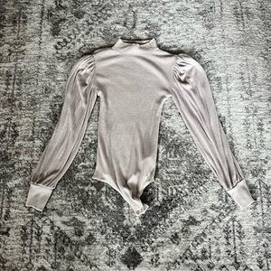 Express Ribbed Beige Bodysuit